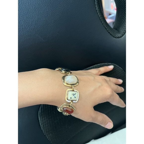 Golden bracelet Vintage style statement gold boho bracelet gold tone chunky - Picture 4 of 7